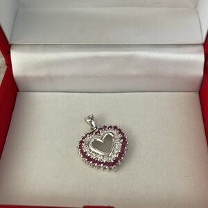 Genuine Ruby/CZ Heart Slider Pendant